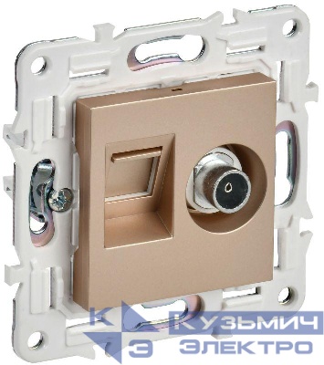 Розетка двойная TV+RJ45 кат.5E SKANDY SK-A14Sa песочн. IEK SK-AK20-1-K98
