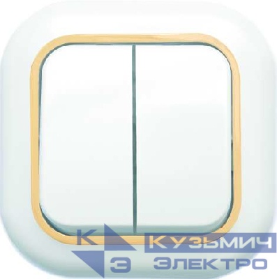 Выключатель 2-кл. СП Валентина 6А IP20 С56-034 бел./зол. Кунцево 7648