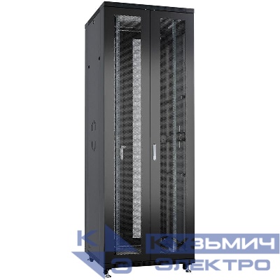 Шкаф монтажный телекоммуникационный напольн. ND-05C-42U80/120-BK 19дюйм 42U 800х1200х2055мм для распределит. и серверн. оборудования; передн. и задн. двойн. перфорир. двери ручки с замком RAL 9004 черн. Cabeus 9752c