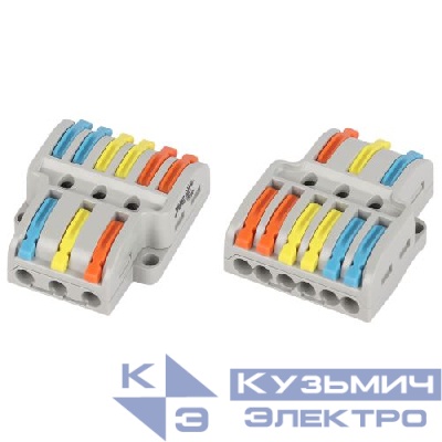 Клемма проходная разветвительная 222-4136 3/6 полюсов 0.08-2.5/4кв.мм с рычагами NO-225-459 (уп.1шт) Эра Б0067971