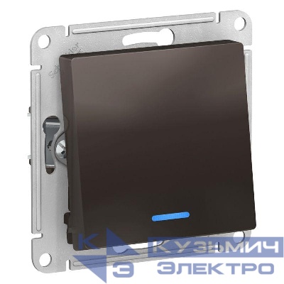 Переключатель проходной 1-кл. СП AtlasDesign 10А IP20 (сх. 6а) 10AX с подсветкой механизм мокко SE ATN000663