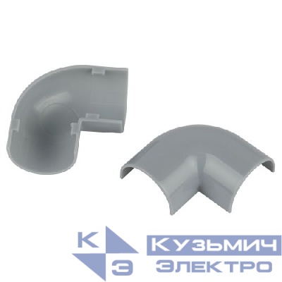 Угол для кабель-канала полукруглого 90град. 20х12мм T-90-KK-20-12-F сер. (уп.2шт) Эра Б0064980