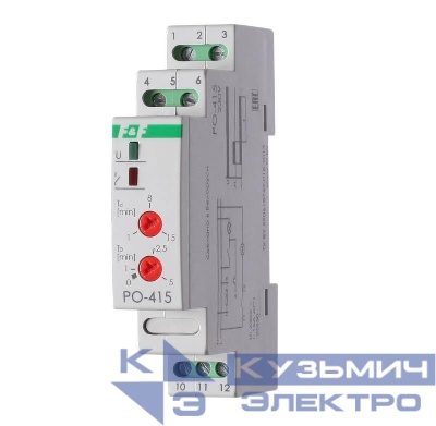 Реле времени PO-415 16А 230В 1 перекл. IP20 задержка выключ./управ. контактом монтаж на DIN-рейке F&F EA02.001.018