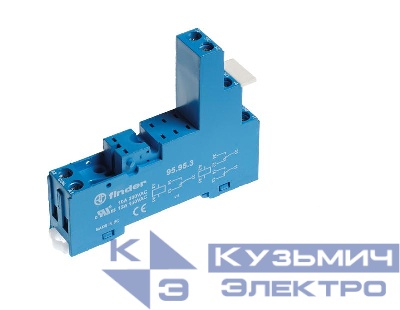 Розетка с винт. клеммами (с зажимной клетью) для реле 40.31 модули 99.80 в комплекте пластик. клипса 095.91.3 син. FINDER 95933SPA