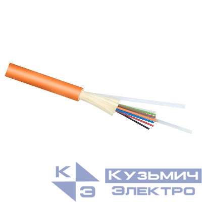 Кабель волоконно-оптический 50/125 (OM2) многомод. 8 волокон плотное буферное покрытие (tight buffer) для внутр. прокладки -25-+50град.C LSZH оранж. (F50080807O) Cabeus 7715c