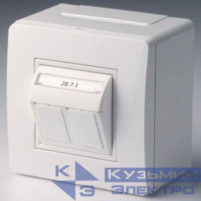 Коробка PDD-N60 с 2 розетками Brava RJ45 кат.5E (телефон/компьютер) бел. DKC 10656