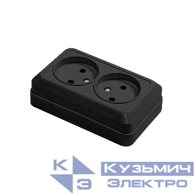 Розетка 2-м BOLLETO накладная 7102B черн. IN HOME 4690612061054