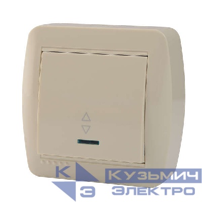 Переключатель проходной 1-кл. ОП Demet 10А IP20 с подсветкой крем. LEZARD 711-0300-114