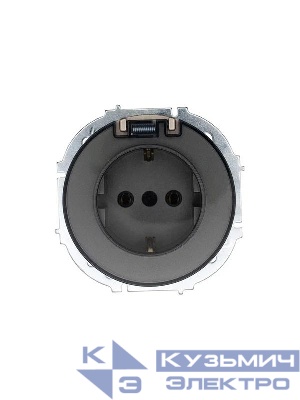 Розетка 1-м СП OSEN с заземл. с крышкой ПБТ механизм титан LEZARD 743-3788-123B