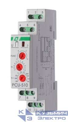 Реле времени PCU-510 2х8А 230В 2 перекл. IP20 многофункц. монтаж на DIN-рейке F&F EA02.001.009