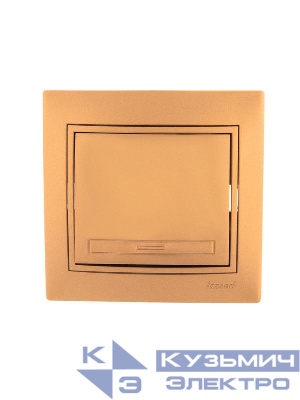 Выключатель 1-кл. СП Mira 10А IP20 со вставкой зол. метал. LEZARD 701-1313-100