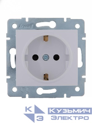 Розетка 1-м СП Karina с заземл. защ. шторки термопласт механизм бел. LEZARD 707-0288-124B