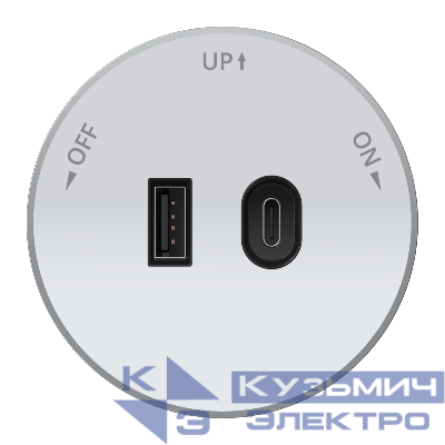 Розетка MultiTrack с 2-мя заряд. устройствами USB тип А+С 18Вт 5В/3А бел. SE MTK13003W