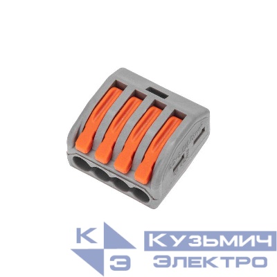 Клемма универсальная СМК 222-414 4-проводная сер. 0.08-2.5/4кв.мм (блист.10шт) Rexant 07-5254-4-10