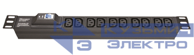 Блок розеток 8-м 10А IEC 60320 C13 для 19дюйм шкафов автомат защиты DKC R519IEC8CBC14