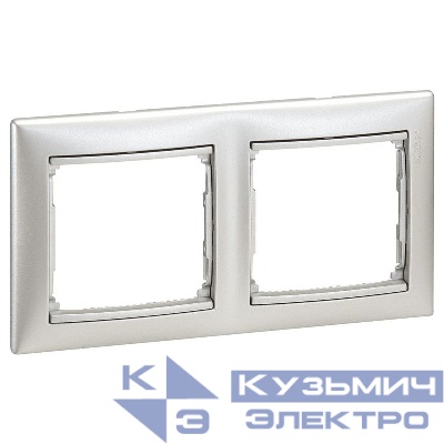 Рамка 2-м Valena горизонт. алюм. (DIY-упак.) IEK 694331