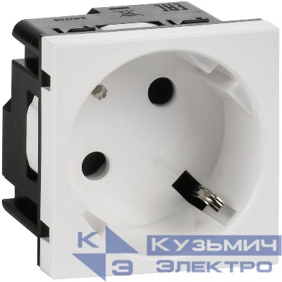 Розетка 2мод. 16А 250В 45град. с заземл. защ. шторки винт. зажимы бел. ИЭК Leg 4521052
