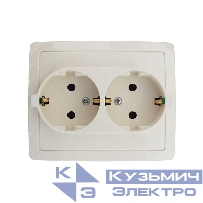 Розетка 2-м СП Simon15 16А IP20 250В с заземл. Schuko без защ. шторок винт. клеммы сл. кость Simon 1590456-031