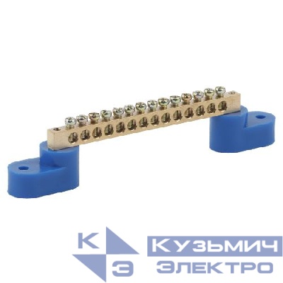 Шина N "ноль" на двух угловых изоляторах ШНИ-6х9-14-У2 NO-222-59 син. (уп.10шт) Эра Б0033439