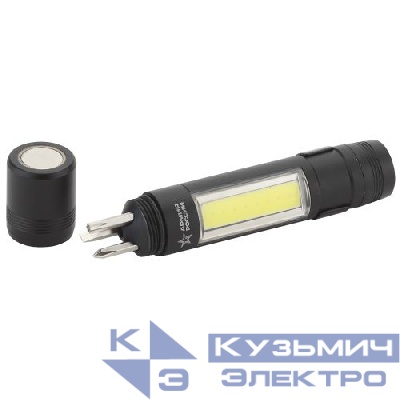 Фонарь светодиодный MB-702 АР "Сапер" 1.5Вт COB отвертки магнит клипса 1хAAA (не в комплекте) алюм. (блист.) Эра Б0030200