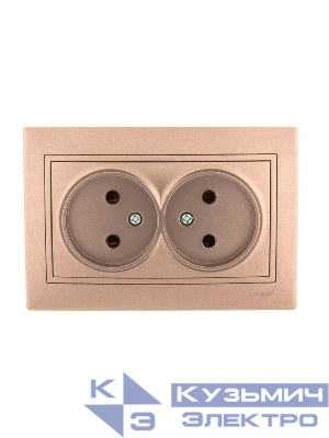 Розетка 2-м СП Mira 16А IP20 без заземл. со вставкой керамика свет. корич. перламутр. LEZARD 701-3131-128