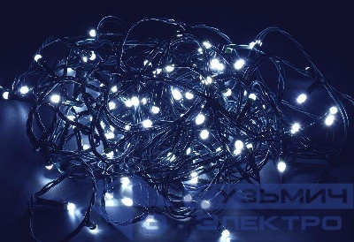 Гирлянда "Нить" 10м 100LED бел. IP20 провод зел. 230В с контроллером 8 режимов IEK LGDB110-2-100-10-G-S-20