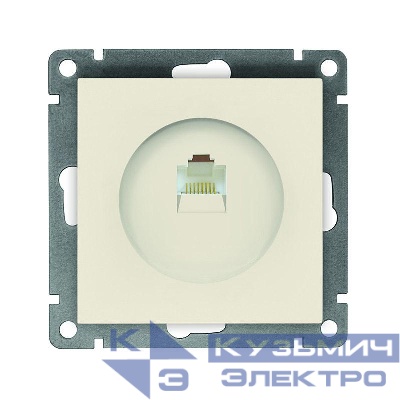 Розетка компьютерная 1-м СП Афина RJ45 кат.5E механизм сл. кость (ivory) Universal A0051-I