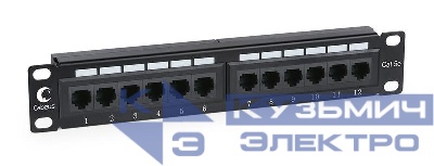 Патч-панель 10дюйм установ. размер 236мм 12 портов RJ45 кат.5E Dual IDC Cabeus 7085c