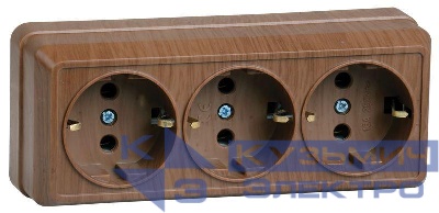 Розетка 3-м ОП Октава РС23-3-ОД 16А IP20 с заземл. дуб GENERICA ERO31-K04-16-DC