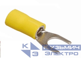 Вилочный кабельный наконечник SVS 5,5-4 (НВИ d=4,3мм) 4-6мм2,  изолированный, желтый, 100шт., NETKO Optima