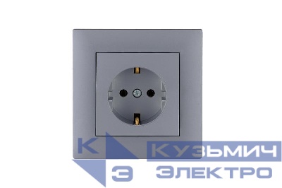Розетка 1-м Karea RIZZ STAR с заземл. сер. Makel 88065028