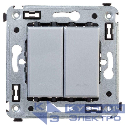 Выключатель 2-кл. 2мод. СП Avanti "Закаленная сталь" 16А сер. DKC 4404104
