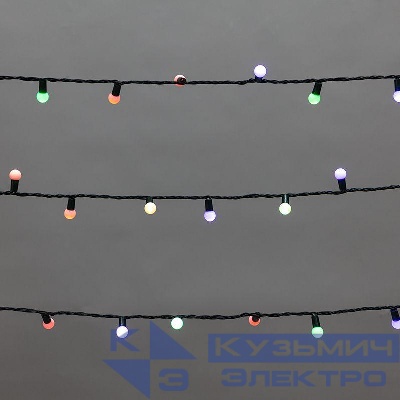 Гирлянда светодиодная "Мультишарики" 20м d15мм 200LED мульти (RG/RB) 11Вт 230В IP44 мигание провод зел. Neon-Night 303-609