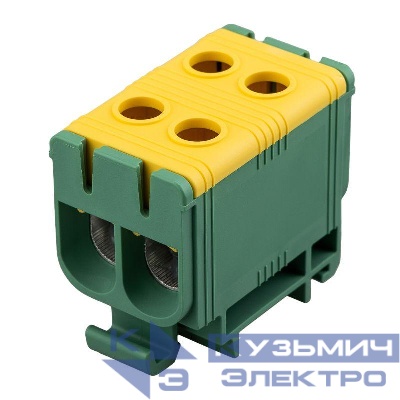 Клемма вводная силовая распределительная КВС 6-50кв.мм 2-рядная PE желт./зел. Rexant 11-2114