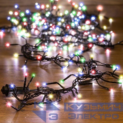 Гирлянда светодиодная "Кластер LED" 3м 288LED мультиколор 14Вт 220-240В IP20 провод ПВХ темн. зел. Neon-Night 303-629