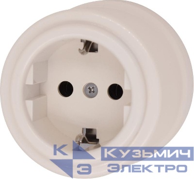 Розетка с З.К. пластик песочн. зол. Bironi B1-101-24