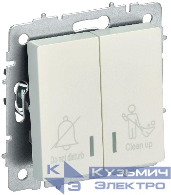 Выключатель 2-кл. BRITE 10А ВС10-2-9-БрЖ для отелей с индик. механизм жемчуж. IEK BR-V20-2-10-K36