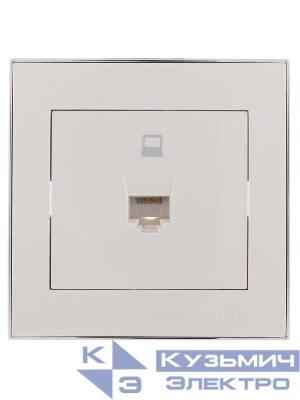 Розетка компьютерная 1-м СП Rain RJ45 с хром. боковой вставкой бел. LEZARD 703-0225-139