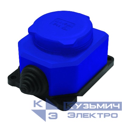 Розетка настенная 1-м 1ф "КОМПАКТ" с загл IP44 16А каучук синий UNIVersal 3047