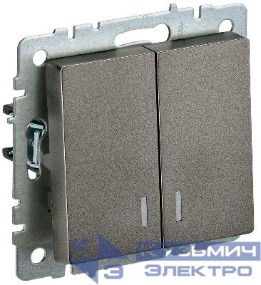 Выключатель 2-кл. СП BRITE ВС10-2-1-БрТБ 10А с индик. механизм бронза IEK BR-V20-1-10-K45