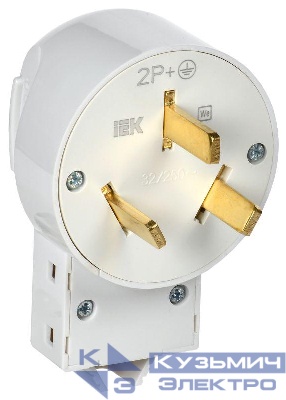 Вилка Впл10-К 32А разборная для плиты с заземл. бел. IEK EVP10-032-K01