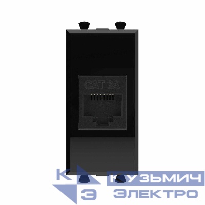 Розетка компьютерная 1мод. Avanti "Черный квадрат" RJ45 кат.6A без шторок модульная механизм DKC 4402671