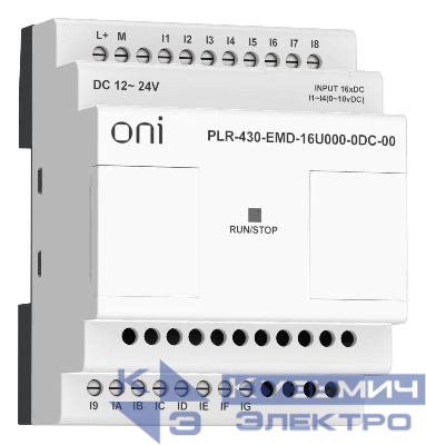 Модуль расширения входов выходов ПЛК 430 12 DI 4 UI (0-10В/DI) 24В DC ONI PLR-430-EMD-16U000-0DC-00