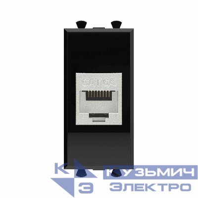 Розетка компьютерная 1мод. Avanti "Черный квадрат" RJ45 кат.6A без шторок экранир. модульная механизм DKC 4402771