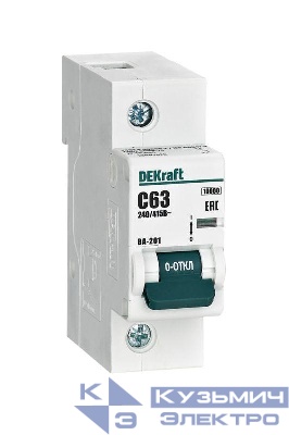 Выключатель автоматический модульный 1п C 63А 10кА ВА-201 DEKraft 13001DEK