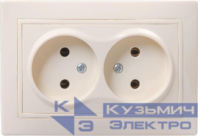 Розетка 2-м СП Кварта 10А IP20 без заземл. без защ. шторок крем. GENERICA ERK23-K33-10-DM