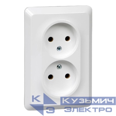 Розетка 2-м СП Этюд 16А IP20 250В без заземл. без защ. шторок бел. SE PC16-105B