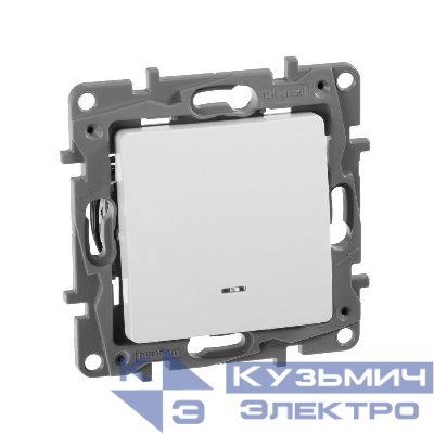 Переключатель 1-кл. СП Etika Plus 10А IP20 250В 10AX с подсветкой безвинтов. зажимы механизм бел. IEK 672215