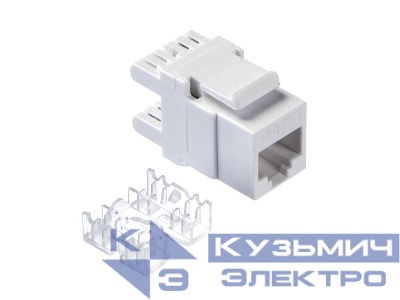 Модуль Keystone неэкранированный, RJ45, cat.6, 180°, под инструмент, белый, для патч-панели