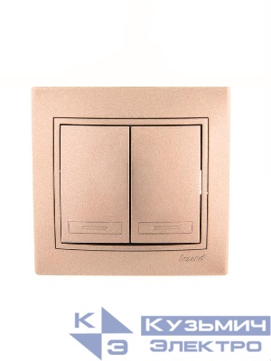 Выключатель 2-кл. СП Mira 10А IP20 со вставкой свет. корич. перламутр. LEZARD 701-3131-101